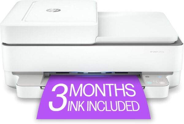 HP ENVY 6455e Wireless Color Inkjet Printer, Print, scan, copy, Easy setup, Mobile printing, Best-for-home, 3 months of Instant Ink included,white