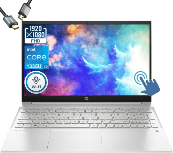 HP Pavilion 15.6" Touchscreen Laptop - 10-core 13th Gen Intel Core i5-1335U - 1080p - Windows 11 - Intel Iris Xe Graphics - w/HDMI Cable (16GB RAM, 1TB PCIe SSD)