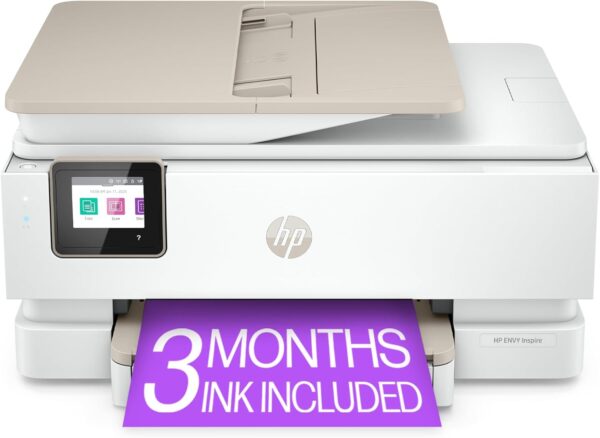 HP ENVY Inspire 7955e Wireless Color Inkjet Printer, Print, scan, copy, Easy setup, Mobile printing, Best-for home, 3 months of Instant Ink included, White