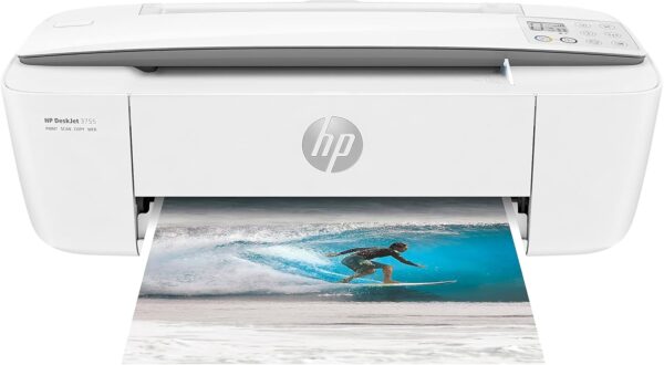 HP DeskJet 3755 Compact All-in-One Wireless Printer, HP Instant Ink, Works with Alexa - Stone Accent (J9V91A)